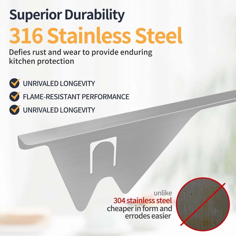 ALMCALS Upgrade 316 Stainless Steel Stove Gap Covers, 2 Pack Stove Gap Filler Stove Gap Guards Range Trim Kit Heat Resistant Oven Gap Filler Between Stovetop and Counter - Image 5